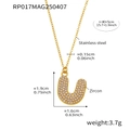 Collier en acier inoxydable doré avec pendentif lettre U bulle et pavé de zircons - Lettre U / Or