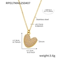 Collier pendentif cœur doré en acier inoxydable serti de zircons 5A brillants - Lettre V / Or