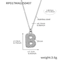 Collier lettre B argenté style hip hop avec pavé de zircons étincelants - Lettre B / Argent