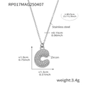 Collier hip hop en acier inoxydable avec pendentif lettre C et pierres de zircone - Lettre C / Argent