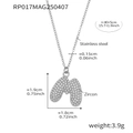 Collier en acier inoxydable argenté avec pendentif initiale 'M' et zircons blancs - Lettre M / Argent