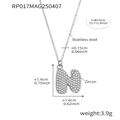 Collier avec pendentif lettre N serti de zircons et chaîne en acier inoxydable - Lettre N / Argent