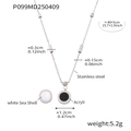Collar minimalista de acero inoxidable con colgante de acrílico negro y nácar blanco - Collar de Números de Doble Cara Blanco y Negro Color Acero (40+5cm)