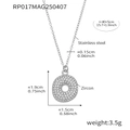Collier en acier inoxydable argenté avec pendentif en zircon en forme de donut - Lettre O / Argent