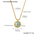 Collana in acciaio dorato con perla d'acqua dolce e pendente rosa smaltata - Collana in Smalto Rosa Blu (TXP246)
