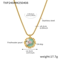 Diagramma tecnico della collana in smalto rosa con dimensioni e dettagli delle perle - Collana in Smalto Rosa Rosa (TXP246)