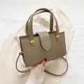 Bolso de mano caqui con diseño de lichi, doble asa y correa fina para el hombro - Gris