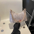 Gelede champagne metallic okseltas voor dames met beige cilindrische handvaten stijl - Khaki