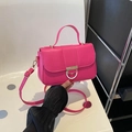 Elegant magenta crossbody bag with matte finish and stylish gold-white hardware accent - Rose Red
