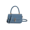 Borsa a sella blu motivo coccodrillo con fibbia dorata e tracolla staccabile moda - Blu