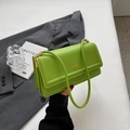 Chic light green rectangle underarm bag in premium PU leather with gold fashion text - Green