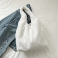 Minimalist white faux fur tote bag for women with soft plush texture and large capacity - White