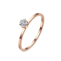 Elegant rose gold solitaire ring with a sparkling four-prong set round cubic zirconia - US 3 / Rose Gold
