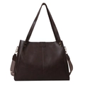 Donkerbruine grote tote bag van kunstleer met afneembare geometrische schouderband - Bruin