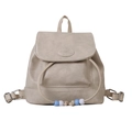 Mini mochila vintage de cuero PU beige con letras de moda y cordón con cuentas - Beige