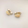 Minimalist mixed-metal teardrop earrings with silver finish and pavé cubic zirconia - Gold Silver Color Block With Zirconia