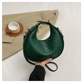 Borsa hobo intrecciata francese verde scuro con dettagli dorati e tracolla rimovibile - Verde
