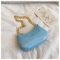 Borsa hobo celeste glitterata con catena dorata e cerniera lampo elegante - Blu