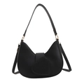 Fashionable black heart-shaped shoulder bag with Love embossing and gold hardware - Black