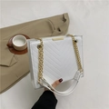 Sac bandoulière chic en similicuir blanc matelassé avec chaîne dorée et coutures en V - Style Matelassé en V (A5246) / Blanc