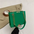 Petit sac à main vert matelassé en V avec bandoulière en chaîne dorée élégante - Style Matelassé en V (A5246) / Vert