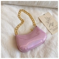 Borsa sottobraccio viola glitterata con catena dorata per un look chic ed elegante - Rosa