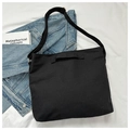 Bolso tote negro de lona vintage para mujer, gran capacidad, bolso de hombro casual - Negro