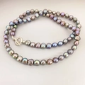 Collana di perle barocche con riflessi arcobaleno e chiusura a levetta OT vintage - Chiusure a T
