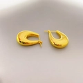 Polished S925 sterling silver gold-plated U-shaped earrings with minimalist design - Gold