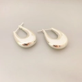 Polished S925 sterling silver chunky U-shape teardrop earrings for women - Silver