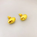 Minimalistische ovale gouden oorknopjes met gepolijste afwerking en 925 zilveren stiftjes - Goud