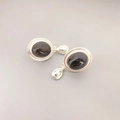 Elegante 925er Silberohrringe oval mit dunklem Achat im minimalistischen Vintage-Design - Silber + Schwarz