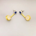 Orecchini stile francese bicolore con pietre blu e gemme effetto opale - Oro