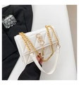 Witte gewatteerde nylon draagtas met gouden ketting en stijlvol kwastje - Wit