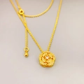 Elegante goldene Blumenkette mit Zirkonia und verstellbarem Wassertropfenanhänger - Kamelienblüte Anhänger Halskette / Halskette