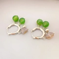 Orecchini a cerchio in argento con perle di agata verde e pendenti in pietra lavanda moderna - Cerchio Argentato Agata Verde (5391903459586) / Verde