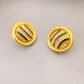 Vintage runde Emaille-Ohrstecker mit Vergoldung und Strasssteinen im Retro-Stil - Ohrstecker