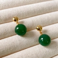 Boucles d'oreilles pendantes élégantes en argent 925 avec perles d'agate verte - Vert