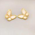 Orecchini a farfalla eleganti con ali in madreperla bianca e pietra di zircone - Design a Farfalla