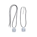 Set collana con ciondolo quadrato minimalista in metallo argento opaco su cordino nero - Collana con Pendente Quadrato (Con 2 Cordini)