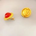 Ohrstecker aus 925 Silber im Retro-Stil mit rotem Achat und goldener Spiralstruktur - Clip-Ohrringe / Rote Achat Ohrclips