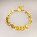 Bracciale placcato oro 18 carati con cristalli rettangolari colorati e catena a maglie - Oro