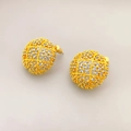 Elegante gouden holle bol oorbellen met fonkelende strass steentjes in ruitontwerp - Goud