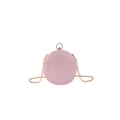 Borsa rotonda rosa glitterata con tracolla a catena dorata ed elegante - Rosa