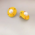 Goldene geflochtene Ohrringe mit Perle und bunten Edelsteinen besetzt für Damen - Gold (925 Sterling Silber Ohrringstift)