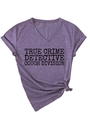 Detail of purple V-neck T-shirt showing rolled sleeves and side knot tie design - S / Purple