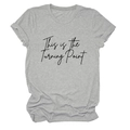 Detailed view of grey cotton T-shirt featuring This is the Turning Point printed text - Light Gray (Black Font)