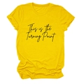Detail of yellow cotton T-shirt featuring This is the Turning Point slogan print - Yellow (Black Text)