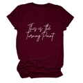 Close-up of burgundy cotton T-shirt featuring 'This is the Turning Point' white script text - Wine Red (White Font)