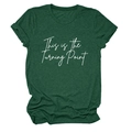 Close-up of the dark green T-shirt with white This is the Turning Point slogan print - Retro Green (White Font)